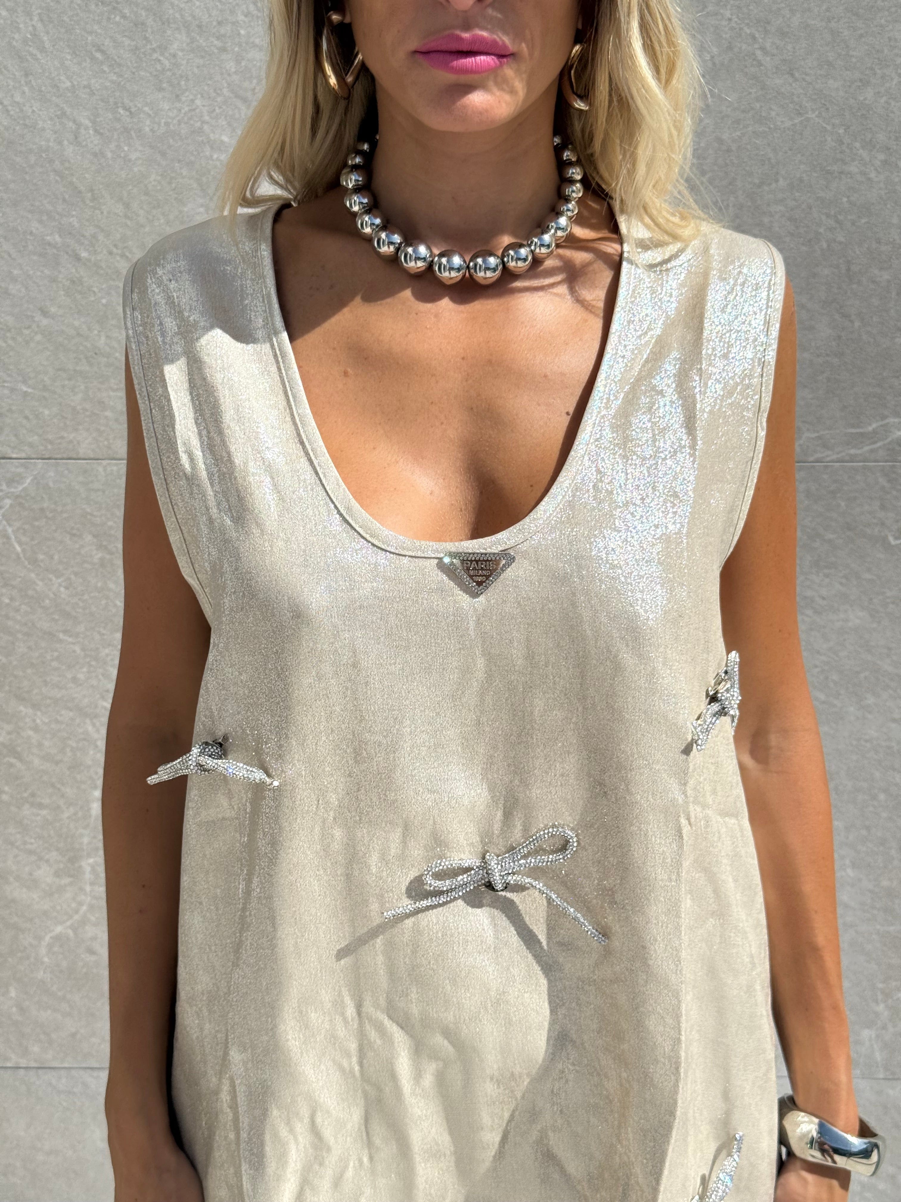 Canotta over fiocchi strass - NiMa Mobile Boutique