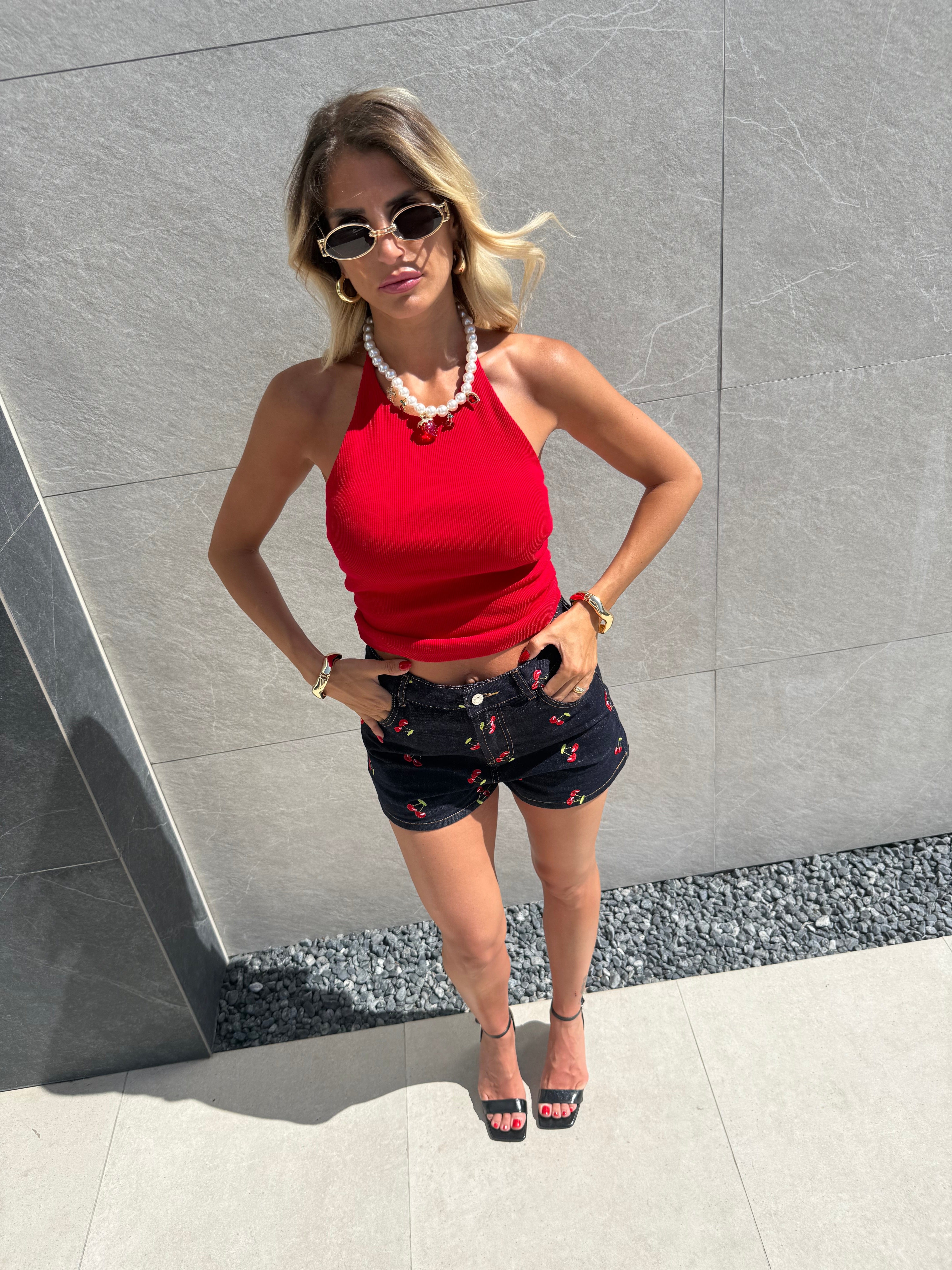 Short Denim ciliegie - NiMa Mobile Boutique