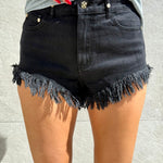Short mini denim sfrangiato nero - NiMa Mobile Boutique